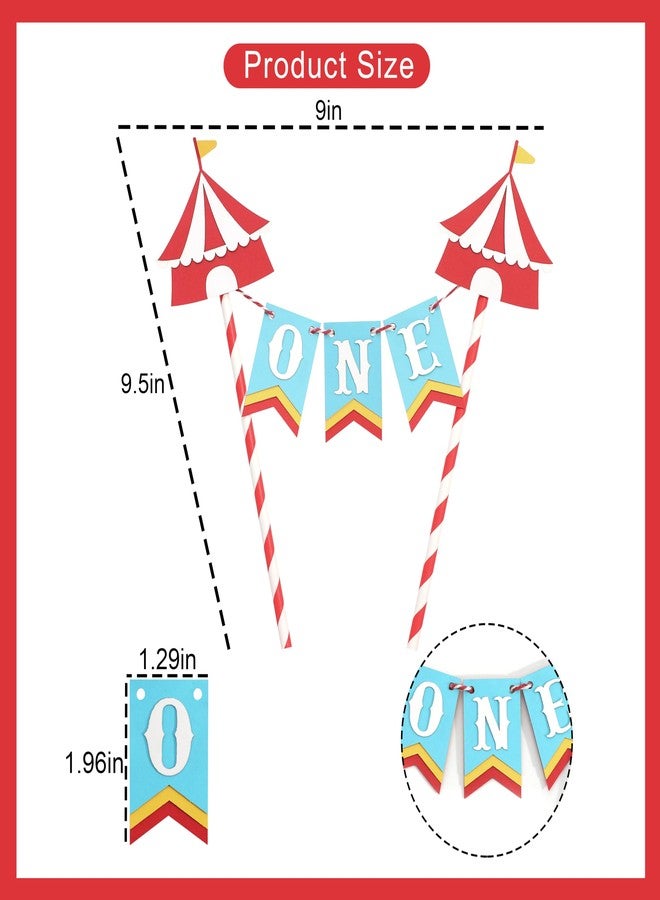 HIKLO Circus Tent 1st Birthday Cake Topper - Carnival Theme First Birthday Cake Decoration, Vintage One Party Decorations, Circus Cake Smash Photo Props, Red White Tent Party Supplies - Image 2